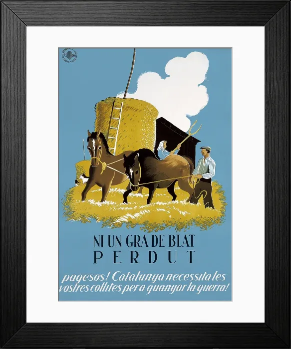 Framed Print : Spanish Civil War (1936-1939). 'Ni un gra de blat perdut' (Not even a lost grain). Poster of the General Direction of Agriculture of the Generalitat of Catalonia. SPAIN