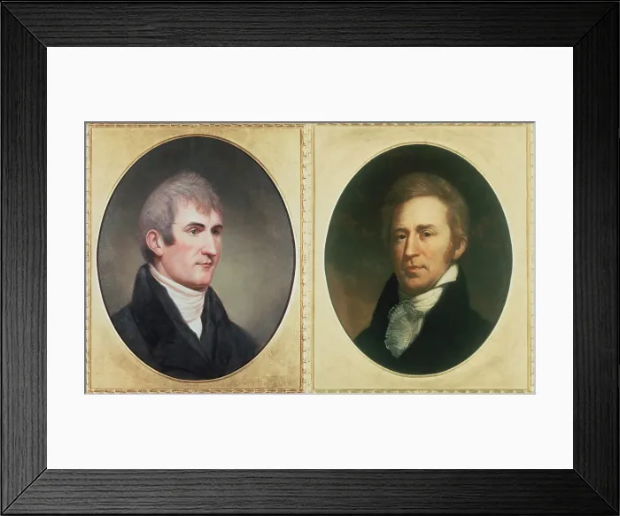 Framed Print : William Clark 1770-1838 and Meriwether Lewis 1774-1809. Portraits by Charles Wilson Peale