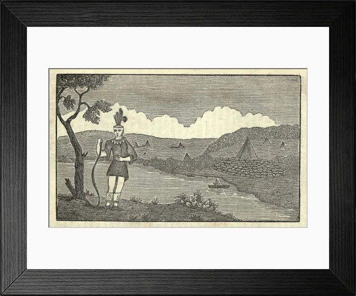 Framed Print : Illustration of Lewis and Clark's expedition from 1803-6. Native American and Indian encampment