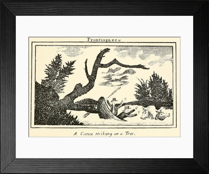 Framed Print : Illustration from Lewis and Clark's journal of the Corps of Discovery from 1803-6. A Canoe striking on a tree