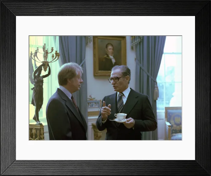 Framed Print : Jimmy Carter and the Shah of Iran talk in the Oval office during his state visit on Nov. 15 1977 Framed Print : Jimmy Carter and the Shah of Iran talk in the Oval office during his state visit on Nov. 15 1977