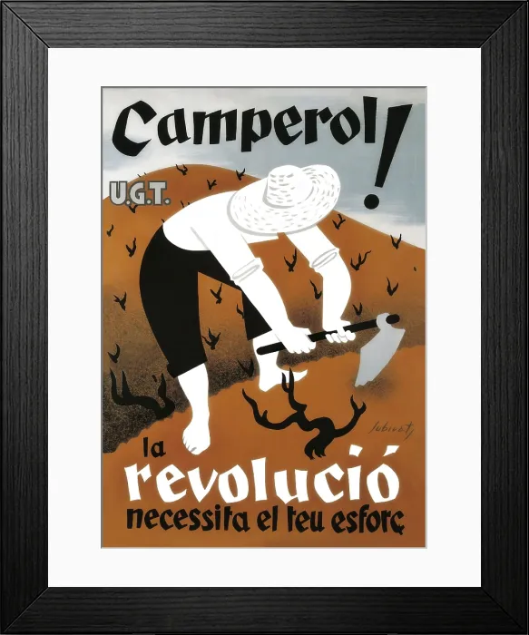 Framed Print : Spanish Civil War (1936-1939). 'Camperol! La Revoluci necessita el teu esfor' (Farmer! Revolution Needs Your Effort). Poster of the UGT Framed Print : Spanish Civil War (1936-1939). 'Camperol! La Revoluci necessita el teu esfor' (Farmer! Revolution Needs Your Effort). Poster of the UGT
