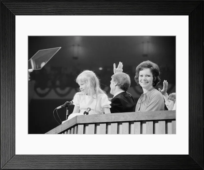 Framed Print : Rosalynn Amy and Jimmy Carter at the Democratic National Convention New York City. July 15 1976