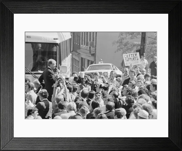 Framed Print : Presidential candidate Jimmy Carter speaking to a crowd at a campaign stop in Pittsburgh Pennsylvania Framed Print : Presidential candidate Jimmy Carter speaking to a crowd at a campaign stop in Pittsburgh Pennsylvania