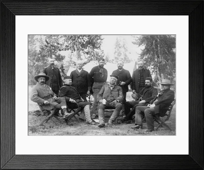 Framed Print : President Chester A. Arthur's (front-center) expedition to Yellowstone National Park. Among his companions were Civil War hero General Philip H