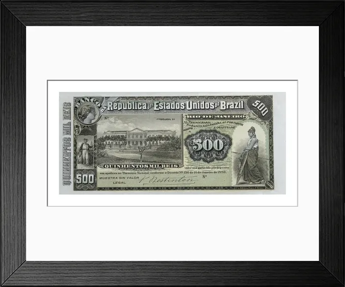 Framed Print : Brazilian bill (1889). Coin. AISA / Everett Collection**US SALES ONLY**