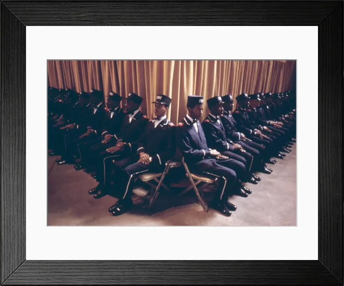 Framed Print : The Fruit of Islam body guards for Elijah Muhammad sit in formation while the leader delivers his annual Saviors Day message in Chicago. March 1974 Framed Print : The Fruit of Islam body guards for Elijah Muhammad sit in formation while the leader delivers his annual Saviors Day message in Chicago. March 1974