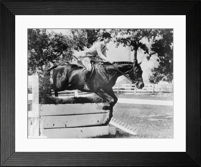 Framed Print : First Lady Jacqueline Kennedy, riding her horse Ninbrano, clears a hurdle at the Loudoun Hunt horse show in Leesburg, Va. May 19, 1962