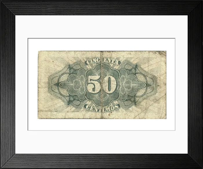 Framed Print : Second Spanish Republic. Reverse of a 50 cents banknote (1937). Coin. AISA / Everett Collection**US SALES ONLY**