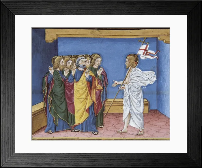 Framed Print : DE PREDIS, Cristoforo (1440-1486). Stories of Saint Joachim, Saint Anne, Virgin Mary, Jesus, the Baptist and the End of the World. 1476