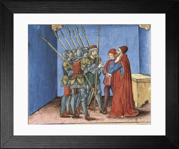 Framed Print : DE PREDIS, Cristoforo (1440-1486). Stories of Saint Joachim, Saint Anne, Virgin Mary, Jesus, the Baptist and the End of the World. 1476
