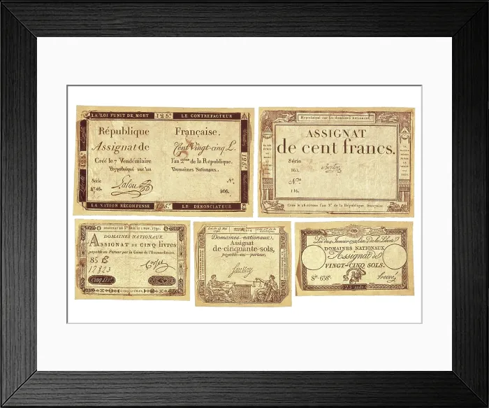 Framed Print : French Revolution (1794). Assignats, banknote of the French Republic. Coin. SPAIN. Madrid. Army Museum. AISA / Everett Collection**US SALES ONLY**