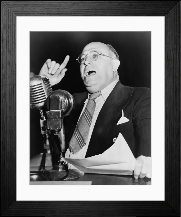 Framed Print : Samuel Ornitz (1890-1957), Hollywood screenwriter, testifying before House Un-American Activities Committee in 1947