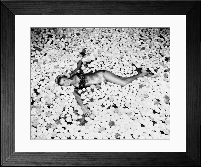 Framed Print : EASY TO LOVE, Esther Williams, swimming through gardenias and camellias, 1953