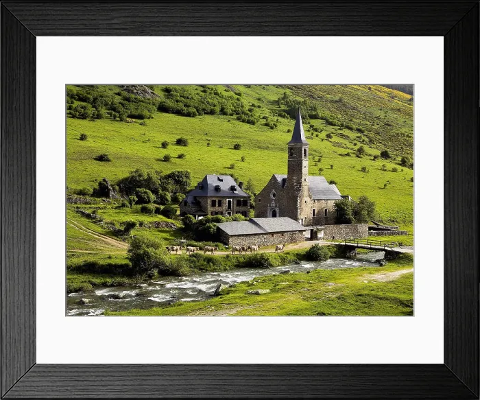 Framed Print : SPAIN. LLEIDA. Vall d'Aran. Montgarri. Sanctuary of Our Lady of Montgarri, near the river Noguera Pallaresa. Romanesque art