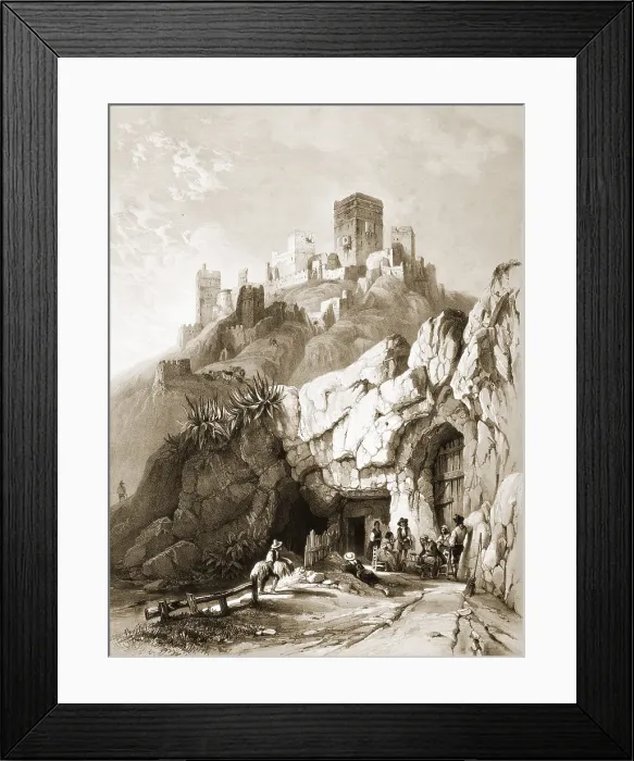 Framed Print : PEREZ VILLAAMIL, Jenaro (1807-1854). Espana artistica y monumental. 1842 - 1850. Ruins of the castle of Alcala de Guadaira. Romanticism. Litography. SPAIN. Barcelona