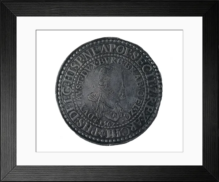 Framed Print : Coin with portrait of king Philip II of Spain (1567). Coin. SPAIN. Barcelona. Numismatic Cabinet of Catalonia. AISA / Everett Collection**US SALES ONLY**