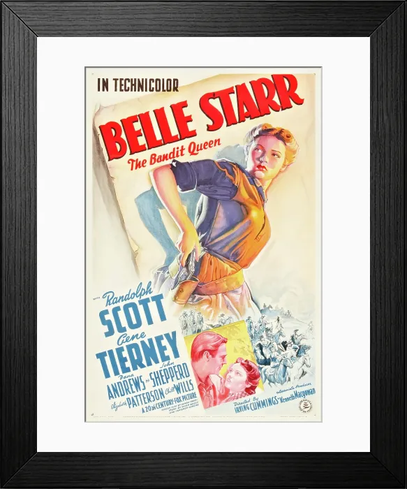 Framed Print : BELLE STARR, Gene Tierney, Randolph Scott, 1941, TM and copyright 20th Century Fox Film Corp. All rights reserved  /  Courtesy: Everett Collection