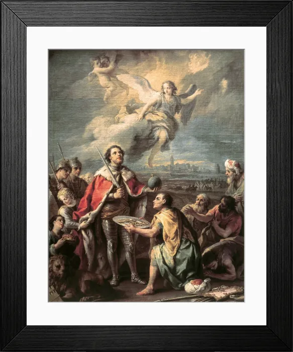 Framed Print : FLIPART, Charles Joseph (1721-1797). The Surrender of Seville to St. 2nd half 16th c.II. He is in position of receiving the keys of the city conquered to the arabs. Rococo