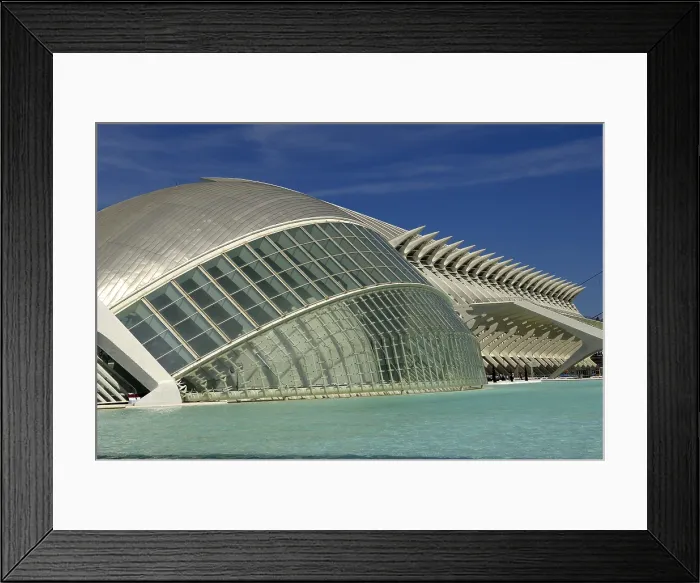Framed Print : SPAIN. Valencia. City of Arts and Sciences. L'Hemisfric (foreground, 1998) and the Prince Felipe Science Museum (2000), buildings by Santiago Calatrava
