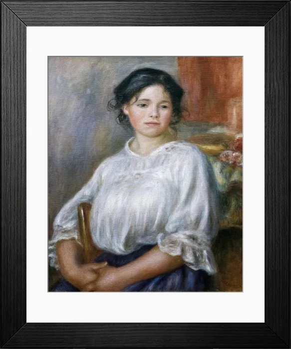 Framed Print : RENOIR, Pierre-Auguste (1841-1919). Seated Young Girl (Jeune fille assise). ca. 1909. The sitter is Helne Bellon (1890-1959). Impressionism. Oil on canvas. FRANCE. Paris