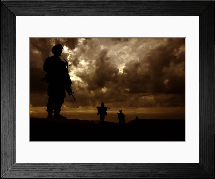 Framed Print : U.S. Marines with conduct a census patrol in Sangin Afghanistan a Taliban stronghold to suppress enemy activity and gain the trust of the people