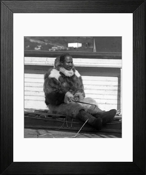 Framed Print : Matthew Henson (1866-1955), African American member of Robert Peary's Arctic exploration team, in fur clothing on the deck of the expedition ship Framed Print : Matthew Henson (1866-1955), African American member of Robert Peary's Arctic exploration team, in fur clothing on the deck of the expedition ship