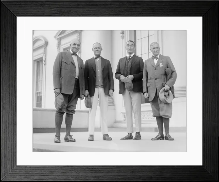 Framed Print : President Warren Harding (1965-1923), Henry Grantland Rice (1880-1954) sports columnist, Ring Lardner (1885-1933) American satirical writer Framed Print : President Warren Harding (1965-1923), Henry Grantland Rice (1880-1954) sports columnist, Ring Lardner (1885-1933) American satirical writer