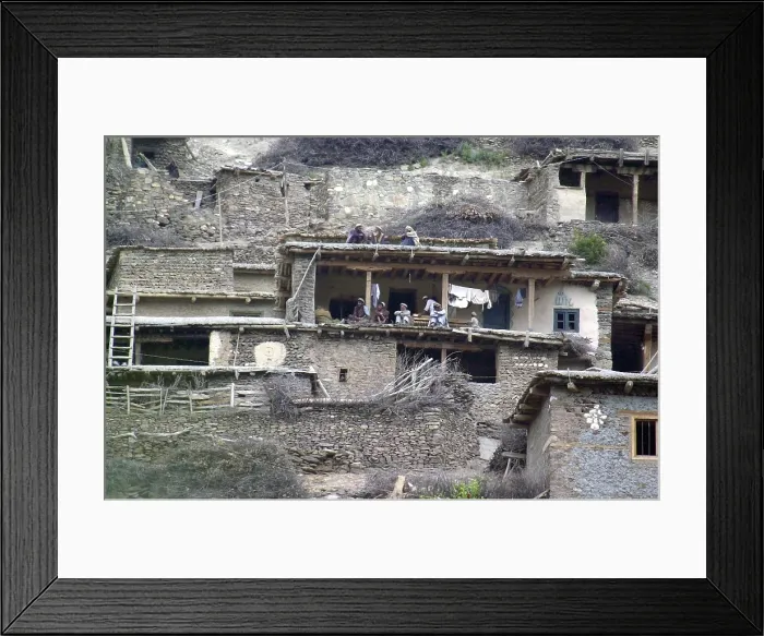 Framed Print : Afghan men of Markhanai a village in the Tora Bora region of Afghanistan where Coalition Forces were looking for a Al Qaeda forces and Osama Bin Laden