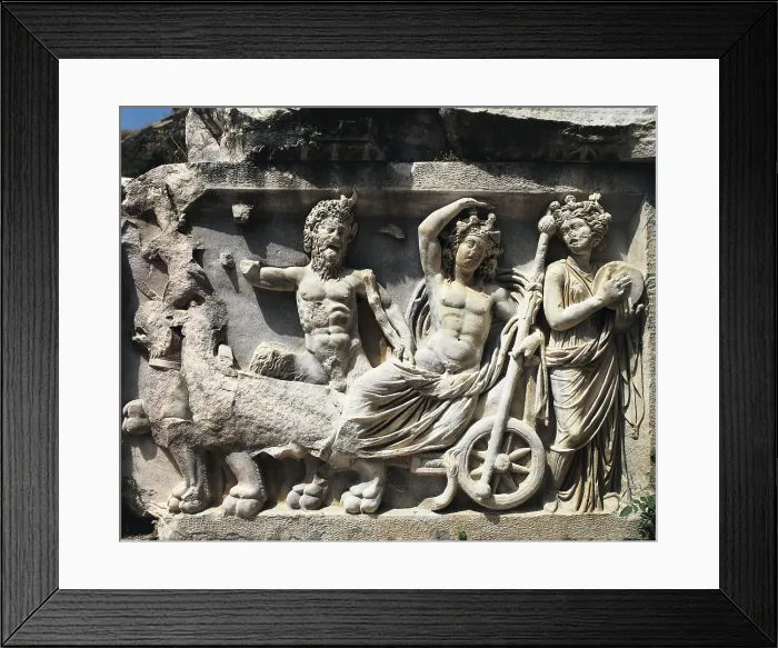Framed Print : TURKEY. Bergama. Pergamon. Relief with mythological scene (3rd-2nd c. BC). Greek art. Relief on marble. - J. Bedmar / Iberfoto / Everett Collection (315607)**US SALES ONLY**