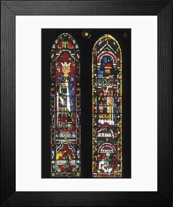 Framed Print : Notre-Dame Cathedral of Chartres. 1194-1290. FRANCE. Chartres. Notre Dame cathedral. Glass window of the north side with representation of Solomon (left) and Aaron. Gothic art