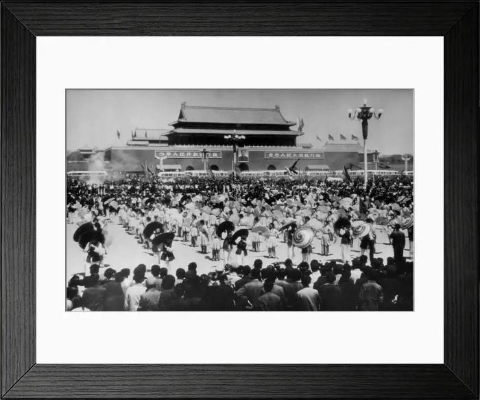 Framed Print : May Day in Beijing. A dance performance in Tiananmen Square, Beijing, China. May 1, 1963