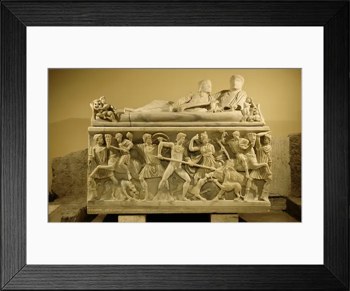 Framed Print : ITALY. Rome. Capitoline Museums. Palazzo Nuovo. Sarcophagus with hunting scene. Roman art. AISA / Everett Collection**US SALES ONLY** Framed Print : ITALY. Rome. Capitoline Museums. Palazzo Nuovo. Sarcophagus with hunting scene. Roman art. AISA / Everett Collection**US SALES ONLY**