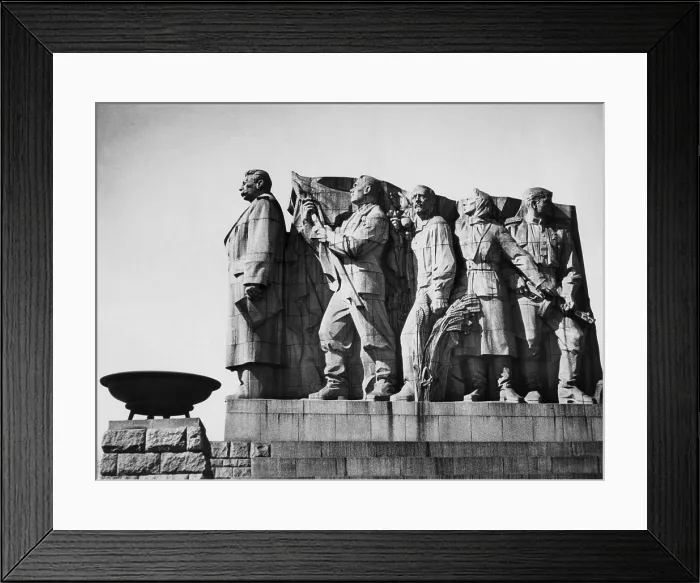 Framed Print : Communist monument in Prague, Czechoslovakia. Sculpture of Joseph Stalin shows the discredited Soviet dictator leading a worker, a farmer, a woman and a soldier. 1962 Framed Print : Communist monument in Prague, Czechoslovakia. Sculpture of Joseph Stalin shows the discredited Soviet dictator leading a worker, a farmer, a woman and a soldier. 1962