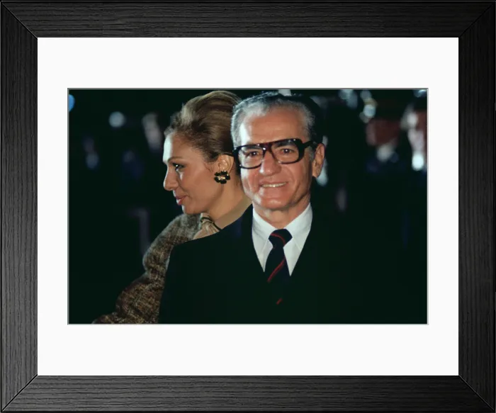 Framed Print : Mohammed Reza Pahlavi Shah of Iran and Empress Farah prepare to depart after a visit to the United States on Nov.16 1977