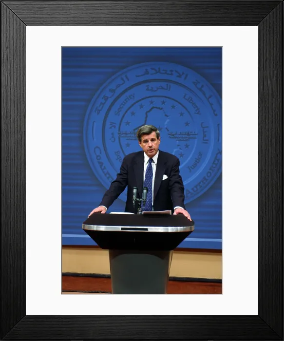 Framed Print : Paul Bremer b. 1941 diplomat and terrorism expert was appointed U.S. Administrator of Iraq to oversee the country's reconstruction after the 2003 U.S. invasion Framed Print : Paul Bremer b. 1941 diplomat and terrorism expert was appointed U.S. Administrator of Iraq to oversee the country's reconstruction after the 2003 U.S. invasion