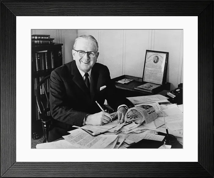 Framed Print : Norman Vincent Peale was an American cleric and author of the class self-help book, The Power of Positive Thinking