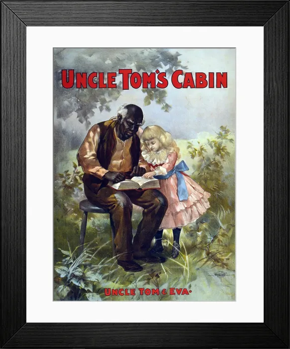 Framed Print : Poster for an 1899 theatrical production of Harriett Beecher Stowe's, Uncle Tom's Cabin showing Uncle Tom and Eva reading