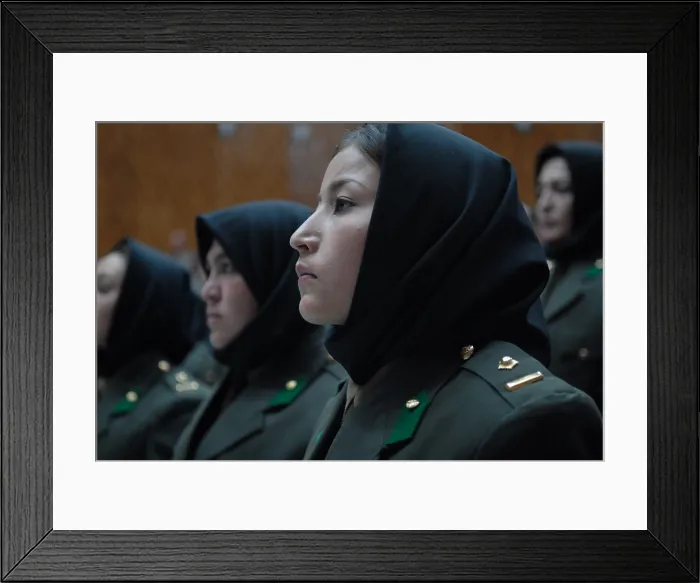Framed Print : Women of the first graduating class of the Afghan National Army Female Officer Candidate School at their graduation ceremony. Sept Framed Print : Women of the first graduating class of the Afghan National Army Female Officer Candidate School at their graduation ceremony. Sept