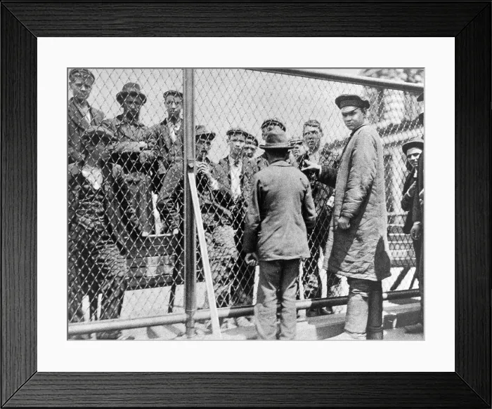 Framed Print : Immigration. Failed immigrants awaiting deportation on the roof of the main building at Ellis Island. Halftone photograph ca. 1902 Framed Print : Immigration. Failed immigrants awaiting deportation on the roof of the main building at Ellis Island. Halftone photograph ca. 1902