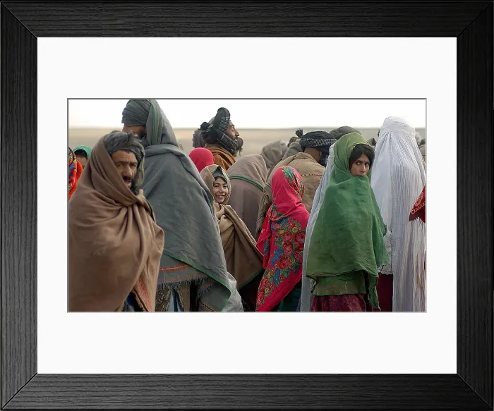 Framed Print : Afghani refugees in Sakhi Camp in Mazar-e Sharif Kandahar Afghanistan to collect humanitarian aid from Doctors Without Borders organization. Dec Framed Print : Afghani refugees in Sakhi Camp in Mazar-e Sharif Kandahar Afghanistan to collect humanitarian aid from Doctors Without Borders organization. Dec
