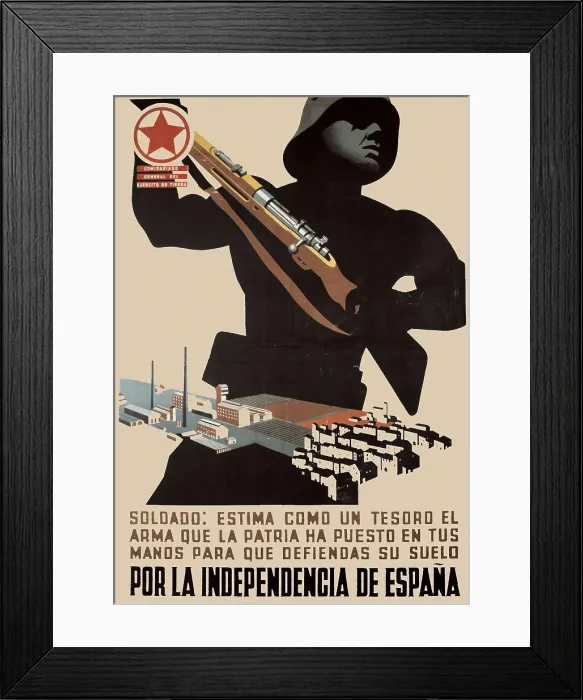Framed Print : Spanish Civil War (1936-1939). 'Por la independencia de Espaa' (For the Independence of Spain). Poster by Josep Renau edited by the General Commissariate of the Army