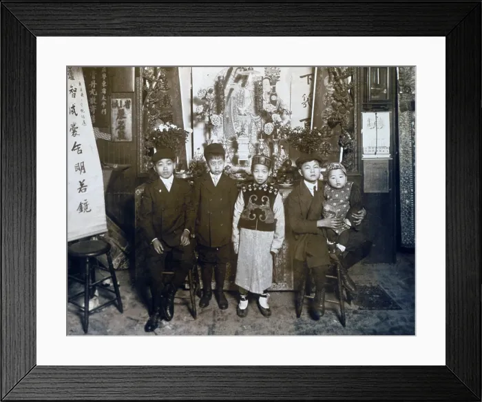 Framed Print : Five boys at New Year's celebration, Chinatown, New York City, Jan 30, 1911