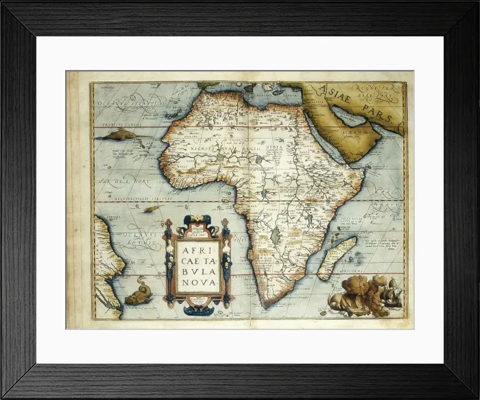 Framed Print : Theatrum Orbis Terrarum (1574) by Abraham Ortelius. Map of Africa. Engraving. AISA / Everett Collection (38086)**US SALES ONLY**