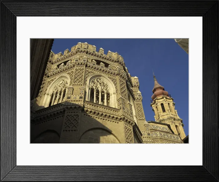 Framed Print : SPAIN. Zaragoza. Cathedral. Mudejar tower and bell tower of La Seo (Cathedral). Mudejar art. Architecture. - Rafa Perez / Iberfoto / Everett Collection (325871)**US SALES ONLY** Framed Print : SPAIN. Zaragoza. Cathedral. Mudejar tower and bell tower of La Seo (Cathedral). Mudejar art. Architecture. - Rafa Perez / Iberfoto / Everett Collection (325871)**US SALES ONLY**