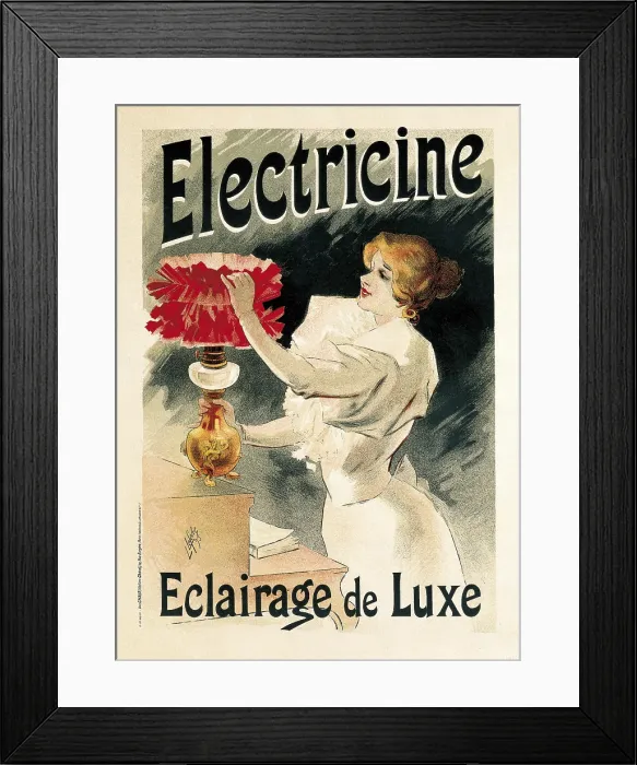 Framed Print : Electricine. Eclairage de Luxe. Poster by Lucien Lefevre (1895). Private Collection. - BeBa / Iberfoto / Everett Collection (327785)**US SALES ONLY**