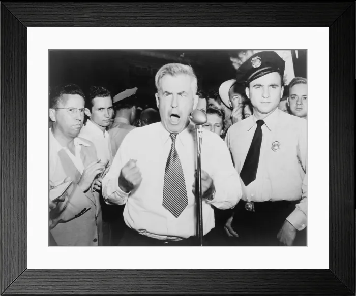 Framed Print : Henry Wallace (1888-1965), 1948 Progressive Party presidential candidate, speaking to crowd in Charlotte, North Carolina