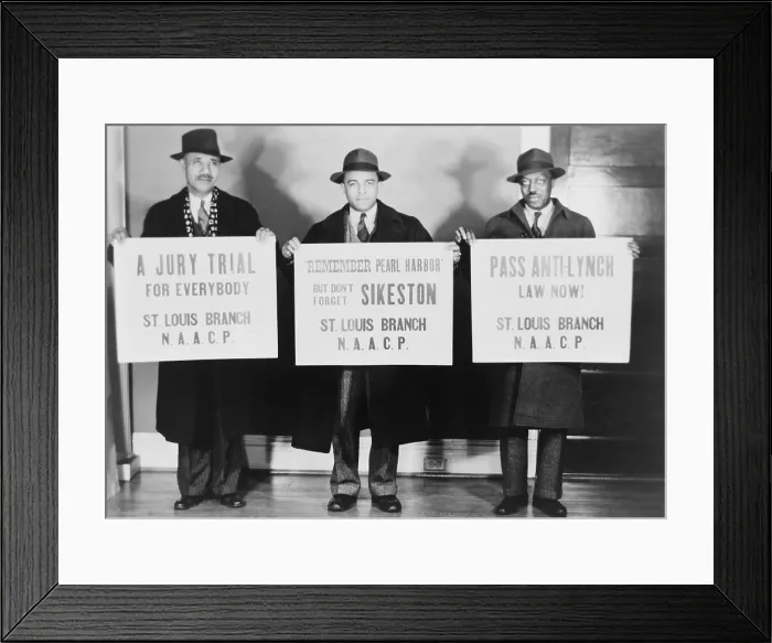 Framed Print : Members of the St. Louis branch of the NAACP demonstrate against the lynching of Cleo Wright in Sikeston, Missouri, on January 25, 1942. Just two months after U.S