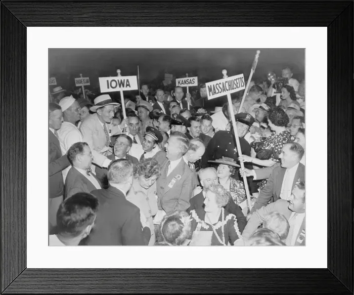 Framed Print : Vice President Henry A. Wallace at the 1944 Democratic convention, unsuccessfully seeking a second vice presidential nomination. Moderate democrat Harry S