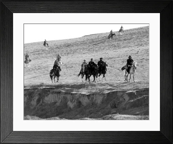 Framed Print : U.S. Army Special Forces ride horse-back alongside Afghan Northern Alliance horse cavalry